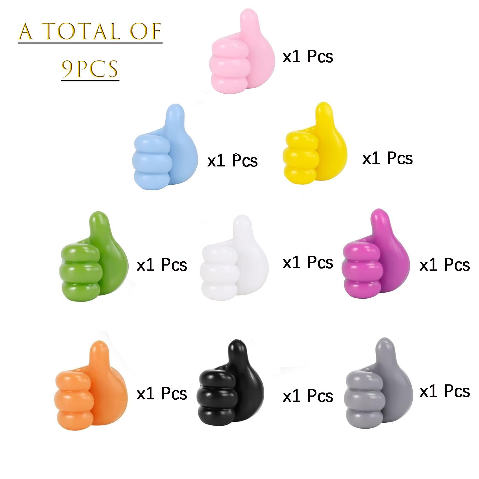 FZHC 9 Pcs Silicone self-Adhesive Thumb Wall Hooks Suitable for Multiple scenarios Used for Fixing or Clamping Data Cables Headphone Cables Charger Cables Keychains