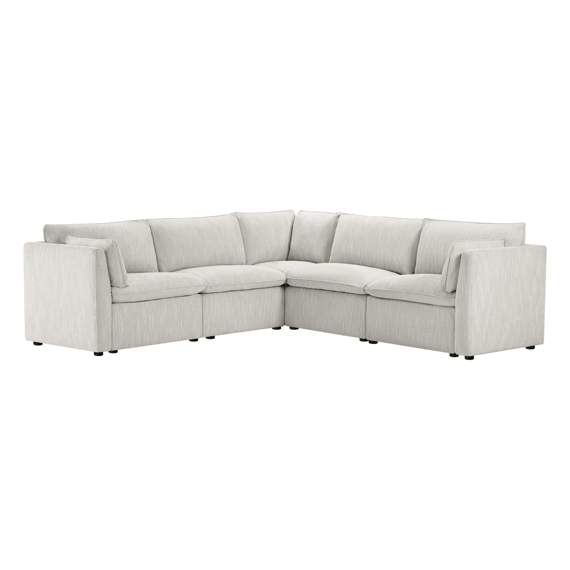 CHITA Sectional Modular Down Filled Coener Sofa, Comfty Feather V Shape Cloud Couch,FSC Certified V Shaped Couch for Living Room, 107 inch Width,4 Seat and 1 Middle Corner, Snow