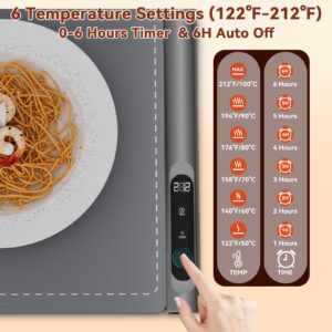 Newise Food Warming Mat, Electric Warming Tray-Upgraded Graphene Full Surface Heating, 6 Temperature Settings and Timing Function, Portable Food Warmers for Parties, Buffet, Everyday Use