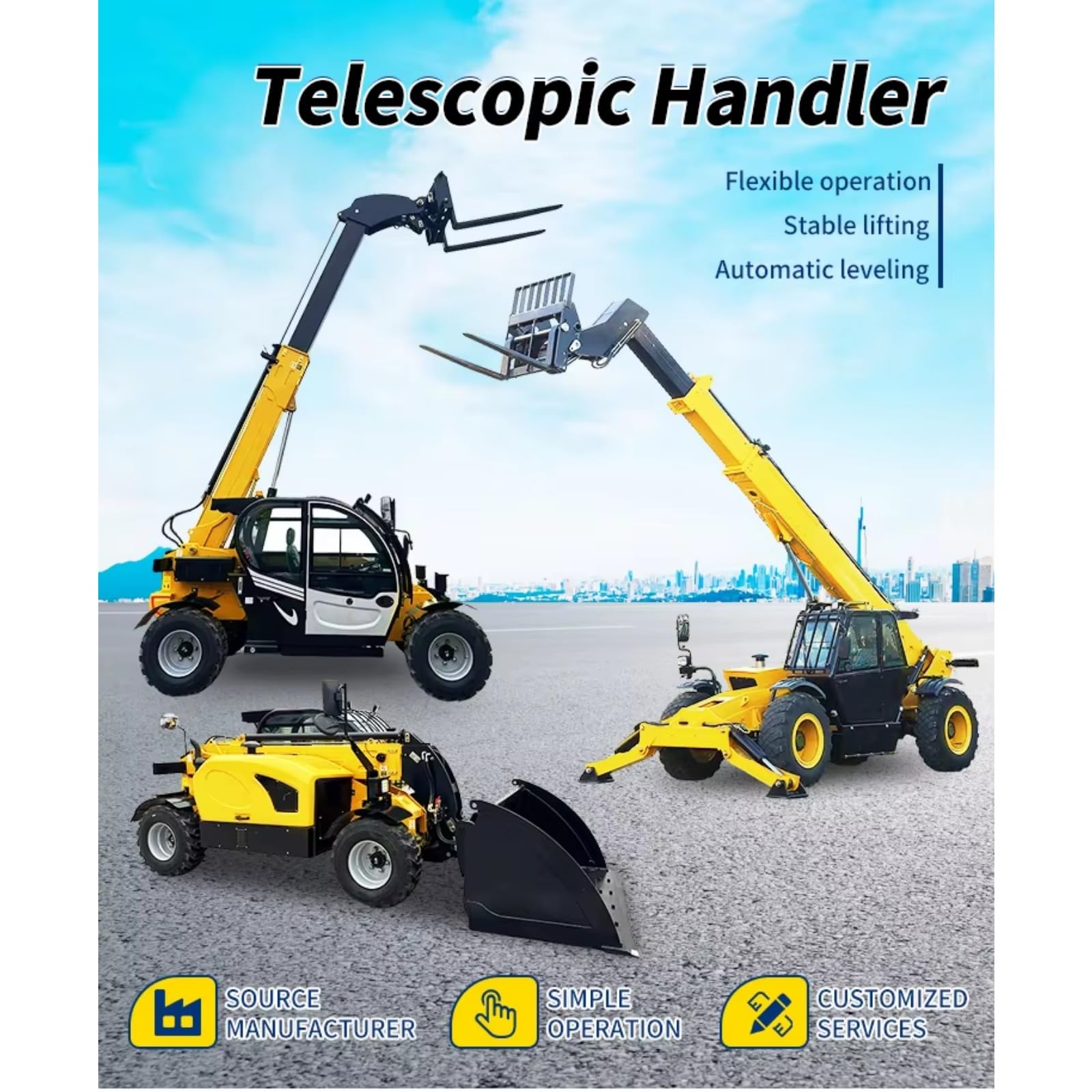 Factory Supply 5Ton Telescopic Boom Rough Terrain Forklift Crane Telescope Lift Handler