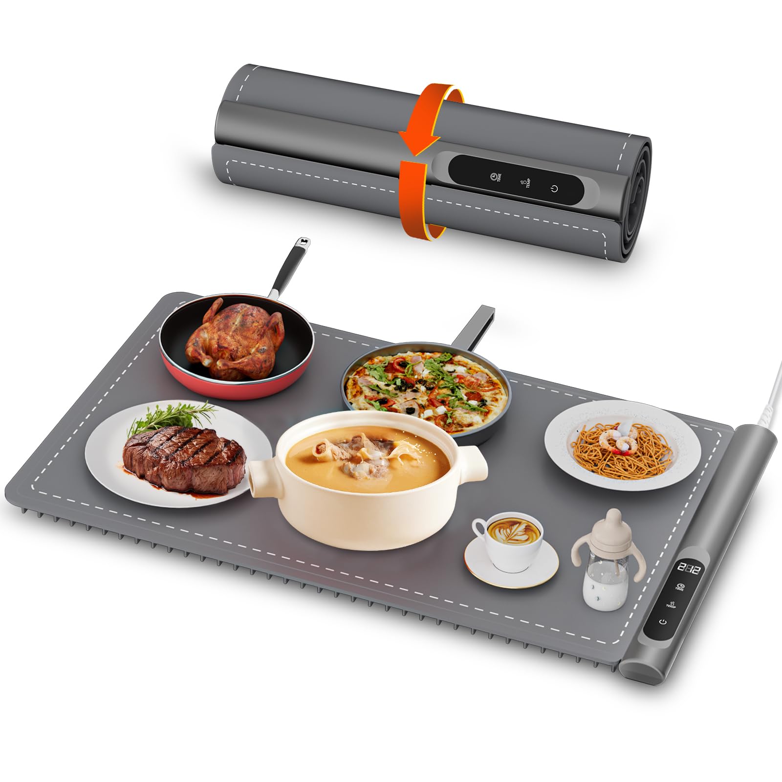 Newise Food Warming Mat, Electric Warming Tray-Upgraded Graphene Full Surface Heating, 6 Temperature Settings and Timing Function, Portable Food Warmers for Parties, Buffet, Everyday Use