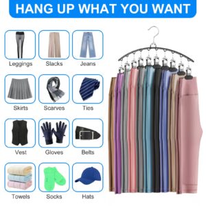 Leggings Organiser for Closet Hanging, Upgraded Duckbill Metal Yoga Leggings Hanger Set of 2 with 15 Clips for 30 Leggings, Space Saving Closet Hanging Organiser for Closet Organisers and Lockers