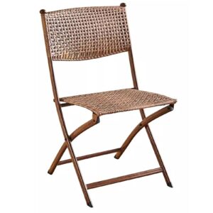 suzeper rattan folding chair with backrest,dining chair,outdoor patio folding chairs,wicker foldable chairs for outside,lawn balcony poolside backyard bistro(seat height 15.7", brown)