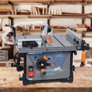 Table Saw 8.5 Inch, Portable Jobsite Table Saw With Stand & Clean Cover, 15A, 5000RPM Clean Table Saws, Adjust 90° Cross Cut 0-45° Bevel Cut, Miter Saw Table Low Noise for Woodworking, Metal