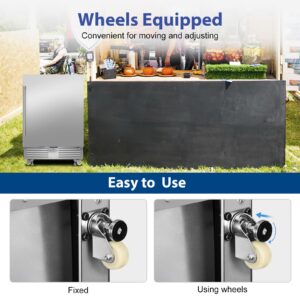 Outdoor Refrigerator with Wheels, 24 Inch Undercounter Beverage Fridge Lockable, 180 Cans Beverage Cooler Durable and Waterproof for Outdoor Kitchen and Patio