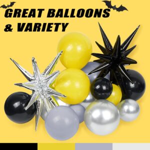 127PCS Black Yellow and Silver Balloons Arch Garland Kit, Bat Theme Balloon Arch for Men with Foil Balloons for Baby Shower Bat Theme Birthday Party Decorations