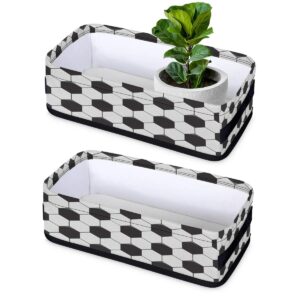 classic hexgon soccer bathroom basket small storage bin fabric toilet paper basket foldable organizer baskets for bathroom countertop decor, 2 pack