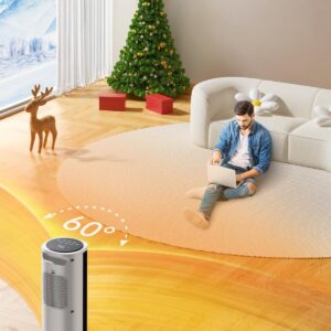 VICELEC Space Heater, 16 Inch Portable Electric Heaters for Indoor Use with Thermostat, 60°Oscillation, 12H Timer, Fast Heating Ceramic Heaters with Remote, 1500W Room Heater for Bedroom Home Office