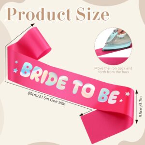 Thiccywoov Bride to Be Iridescent Sash Bachelorette Party Decorations Sash for Bridal Shower Engagement Wedding Hen Party Retro Last Disco Pastel Bridal Shower Gift (Rose)