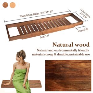 SUZEPER Wood Bathtub Tray Caddy,Walnut Bath Tray for Tub,Large Bath Table Tray,Bath Board,Long Slatted Bathtub Holder,Versatile Shelf, Bath Accessories, Spa Gift for Women(86x22cm(34x9inch), Walnut)