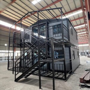 Double-storey quick build steel frame retractable container house