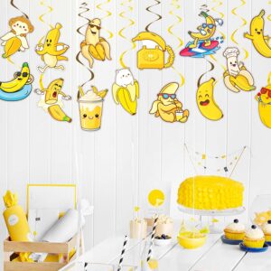 Banana Hanging Swirls 20Pcs Banana Party Decorations Banana Fruit Ceiling Swirls Banana Birthday Party Supplies Banana Cutout Streamers for Lets Go Bananas Baby Shower Decor