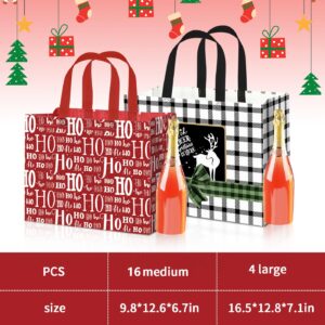 WLUSEAXI 20Pack Christmas Gift Bags Assorted Sizes,Reusable Christmas Tote Bags with Handles,Including 4 Extra Large,16 Large Christmas Bags for Gifts Wrapping for Xmas Holiday Party Favor