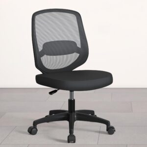 armless mesh ergonomic desk office chair without arms for computer home height adjustable lumbar support for small spaces