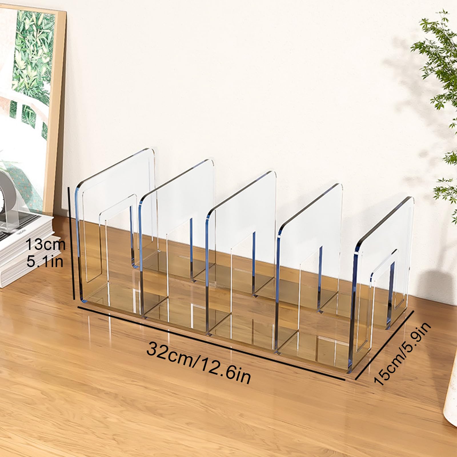 SUZEPER 2pcs Clear Plastic Purse Handbag Organizer, 3/4 Sections Bag Closet Shelf Divider, Purse Display Stand,Handbag Storage Organizer,Desk Book File Sorter Stand Holder(4 grids, Clear)