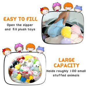 Clear Stuffed Animal Storage Bean Bag Chair Cover for Kids, Extra Large Waterparoof Beanbag Chair Cover with Zipper, PVC Bean Bag Chair for Children Plush Toys Storage & Organizing