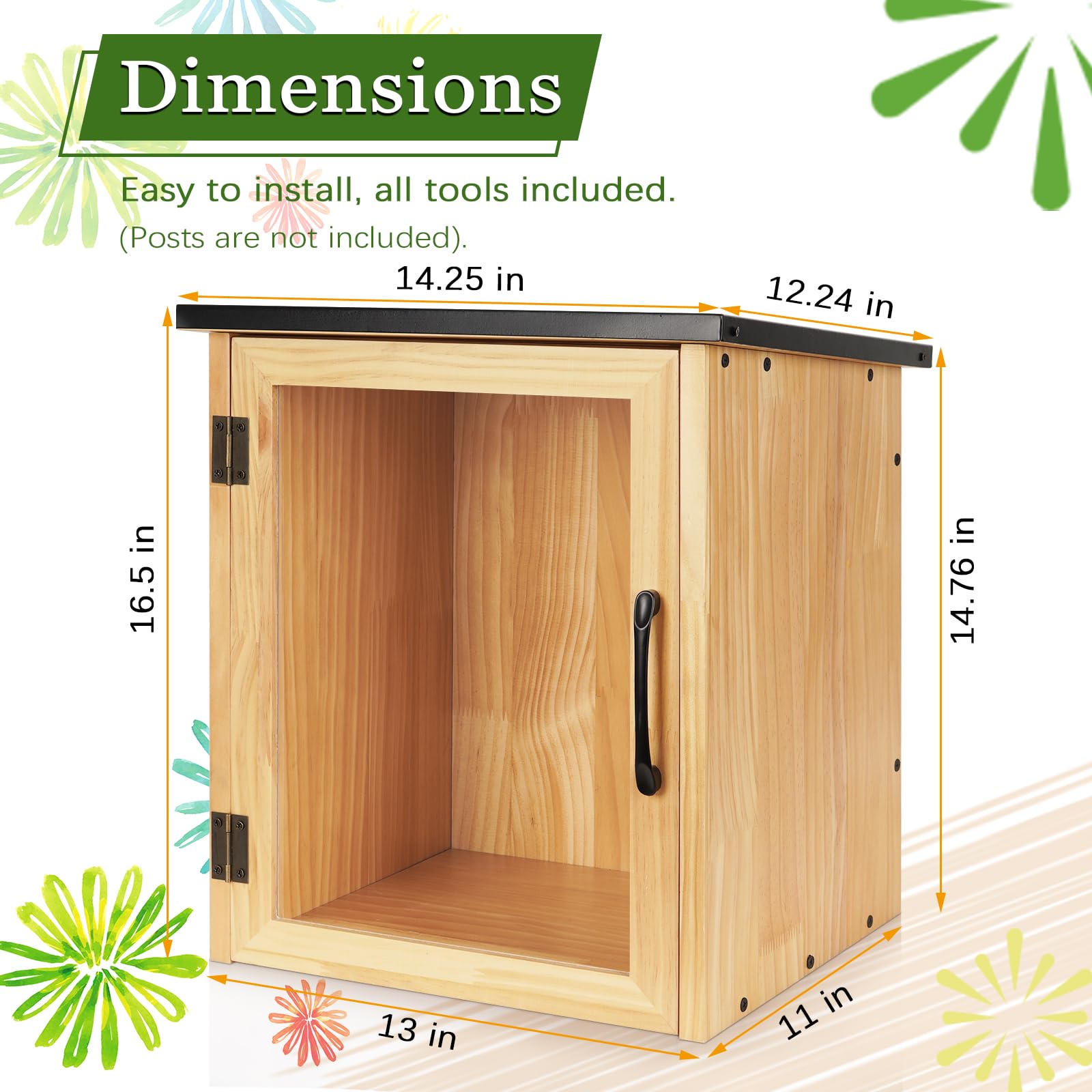 Exttlliy Outdoor Library Outdoor Book Box Storage Small Wooden Cabinet Little Literature Box for Neighborhoods Community and Schools Sharing Books, Flyers, Newspapers, Food and Art (A)