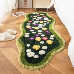 lrsbdsrl 3d floral area rug, lovely green moss, irregular flower pattern, non-slip plush, washable rug,for playroom,bedroom floor mat bathroom rug laundry rug (b, 2ft x 4ft)