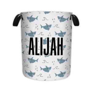 personalized baby laundry hamper, custom laundry basket with name, kids clothes hamper, cute clothes storage basket for nursery room baby room(shark)