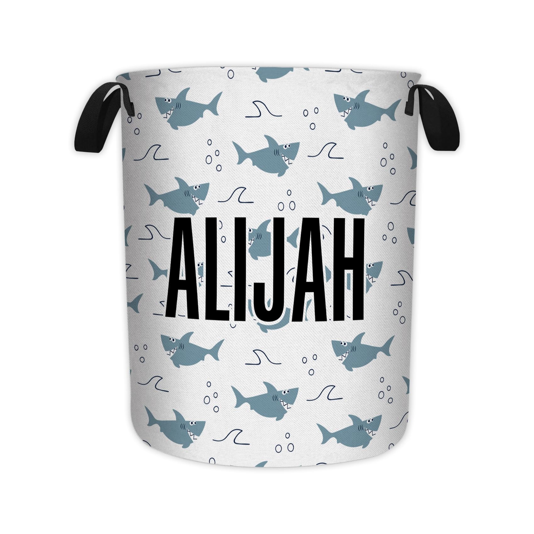 Personalized Baby Laundry Hamper, Custom Laundry Basket with Name, Kids Clothes Hamper, Cute Clothes Storage Basket for Nursery Room Baby Room(Shark)