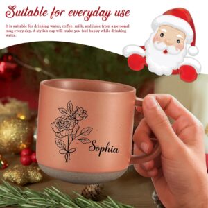 Personalized Ceramic Coffee Mug for Women: Custom Birth Flower Mug with Name & Text for Grandma Wife Mom Sister - Gifts for Grandparents' Day Christmas Birthday Mother’ Day