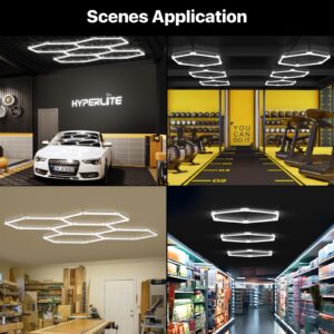 HYPERLITE Gen 2 Hexagon LED Lights: 42W 4200LM 1 Grids DIY Hexagon Led Lights, 6500K Ultra Bright, Easy Install, Durable Design for Garage, Car Detailing, Workshops, Exhibition Hall, Gym