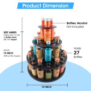 Shot Cake Party Display for Mini Liquor Bottles | 21st Birthday Holiday Celebration Decoration Centerpiece (Three Tier, Black)