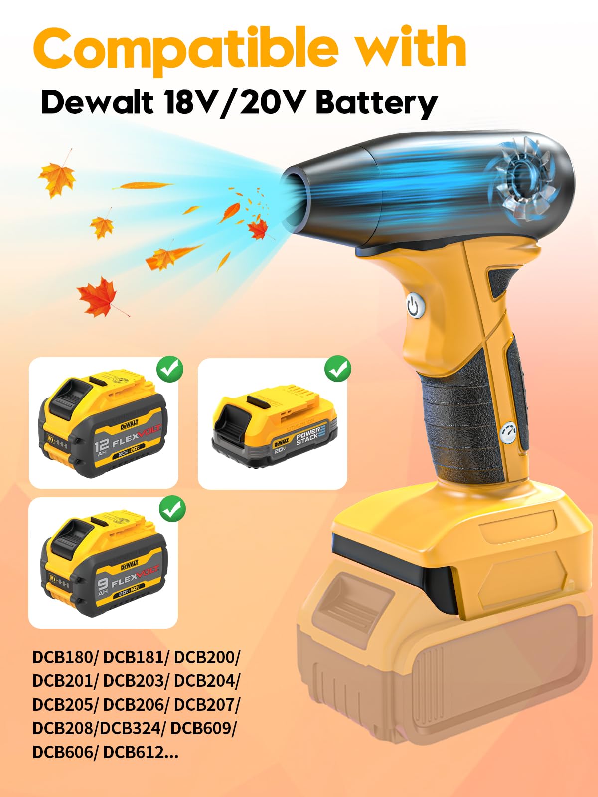 Mini Jet Dry Blower for Dewalt 20V Battery with Brushless Motor Handheld Jet Fan with 4 Gears Adjustable for Garages Sawmill Home Workshop Car Cleaning (No Battery)