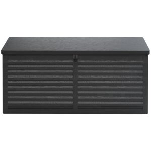 hugrove 130 gallon resin deck box, large outdoor storage with lockable lid & side handles, deck boxes outdoor waterproof for patio cushions, garden tools, and pool accessories (black)