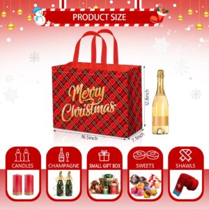 12Pack Extra Large Christmas Gift Bags, 16.5"×12.6"×7.2" Reusable Non-Woven Christmas Tote Bags with Handles, Multifunctional Holiday Gift Bags for Christmas Presents, Party Favors, Groceries, and Goodies