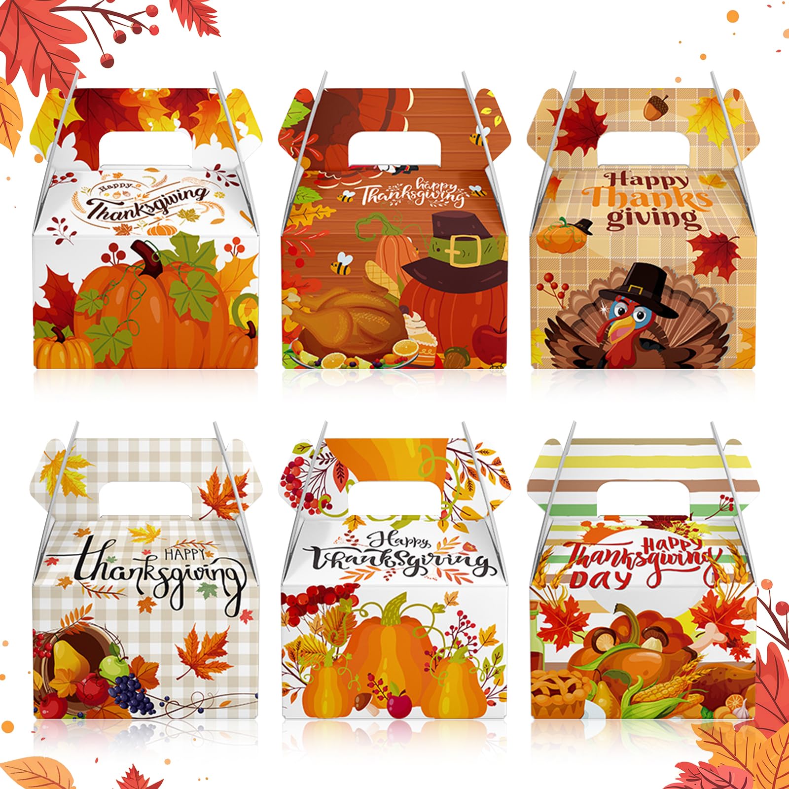 Habbiful 12 PCS Orange Thanksgiving Treat Boxes Fall Maple Leaf Gift Boxes for Goodies Cupcake Autumn Harvest Pumpkin Candy Gift Wrap for Fall Thanksgiving Party Decoration