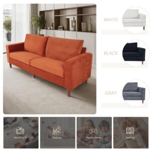 Setawix 82.6 Inch Oversized Loveseat Sofa, Corduroy Upholstered Sleeper Sofa Comfy Modular Couch with Wood Legs, Modern Deep Seat Sectional Couches for Living Room Bedroom Apartment, Orange