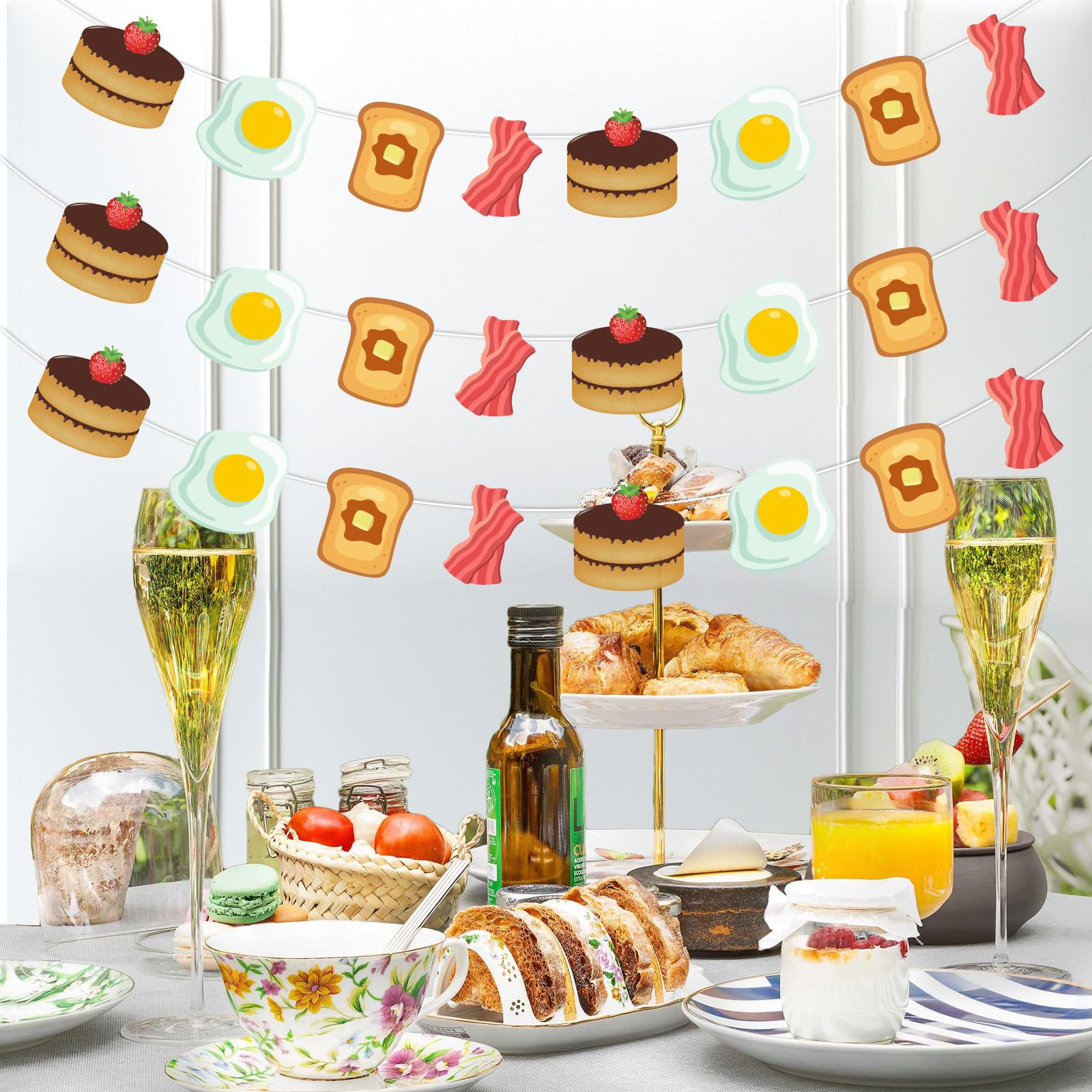 Sursurprise Brunch Themed Party Decorations, 3Pcs Brunch Breakfast Banner Kit, Let’s Brunch Birthday Baby Shower Bachelorette Bridal Shower Party Decorations Supplies