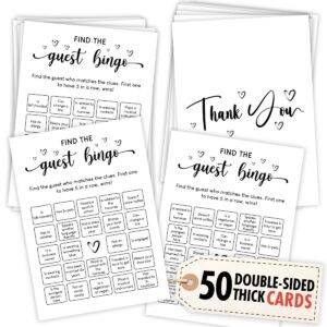 woodamore find the guest bingo bridal shower game - 50 pcs find the guest baby shower game for rehearsal dinner, wedding shower games for guests, engagement party ideas bridal shower decorations