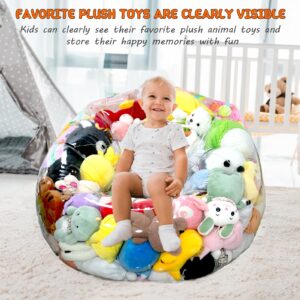 Clear Stuffed Animal Storage Bean Bag Chair Cover for Kids, Extra Large Waterparoof Beanbag Chair Cover with Zipper, PVC Bean Bag Chair for Children Plush Toys Storage & Organizing