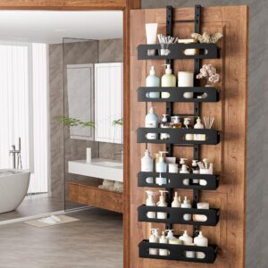 gonat 6 tier shower caddy organizer, over the door storage hanger,shower shelves rack with door hook, bathroom storage hanger and organizer, cabinet spice storage hanger (6 * 6' wide bakets, black)