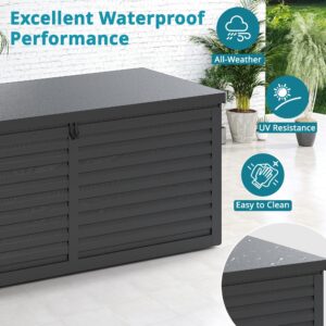 HUGROVE 130 Gallon Resin Deck Box, Large Outdoor Storage with Lockable Lid & Side Handles, Deck Boxes Outdoor Waterproof for Patio Cushions, Garden Tools, and Pool Accessories (Black)