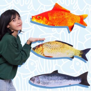 briwooody 3 pack 3d giant soft fish cushion pillow fish plush toy pillow decorate soft fish pillow stuffed decorate oversized throw pillow creative gift for home decoration, 24 inch