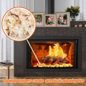 6oz Gas Fireplace Embers - Rock Wool Glowing Embers for Indoor Gas Fireplace Logs High-Temperature Resistance Realistic Fake Flames