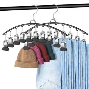 leggings organiser for closet hanging, upgraded duckbill metal yoga leggings hanger set of 2 with 15 clips for 30 leggings, space saving closet hanging organiser for closet organisers and lockers