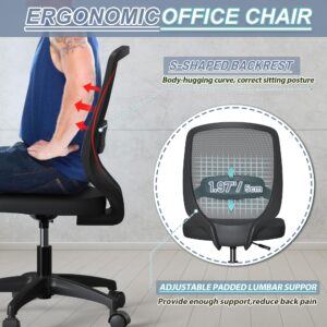 Armless Mesh Ergonomic Desk Office Chair Without Arms for Computer Home Height Adjustable Lumbar Support for Small Spaces