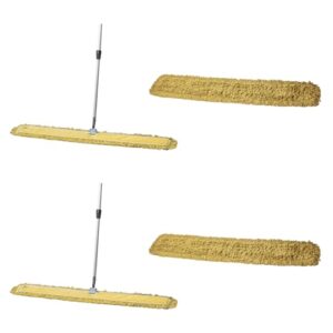 48 inch yellow dust mop with metal handle and 48 inch dust mop refill bundle - 2 mop sets and 2 refills