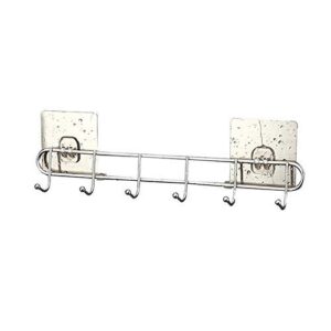 Modernnimalist Shelf,Stainless Steel Wall Monted Hanger 6 Hook Non-Drill Rack for Kitchen Bathroom