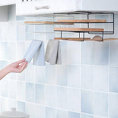 Modernnimalist Shelf,Double-Layer Kitchen Storage Rack Cutting Board Hanging Rack Towel Rack Cutting Board Rack Stainless Steel Hanging Storage Rack Rack/White