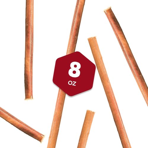 Wild Wolf 12-inch Angus Bully Sticks (8 Ounces) Healthy, All-Natural, Long-Lasting Dog Chew Bones - Natural Scent Dogs Love - Mixed Thickness