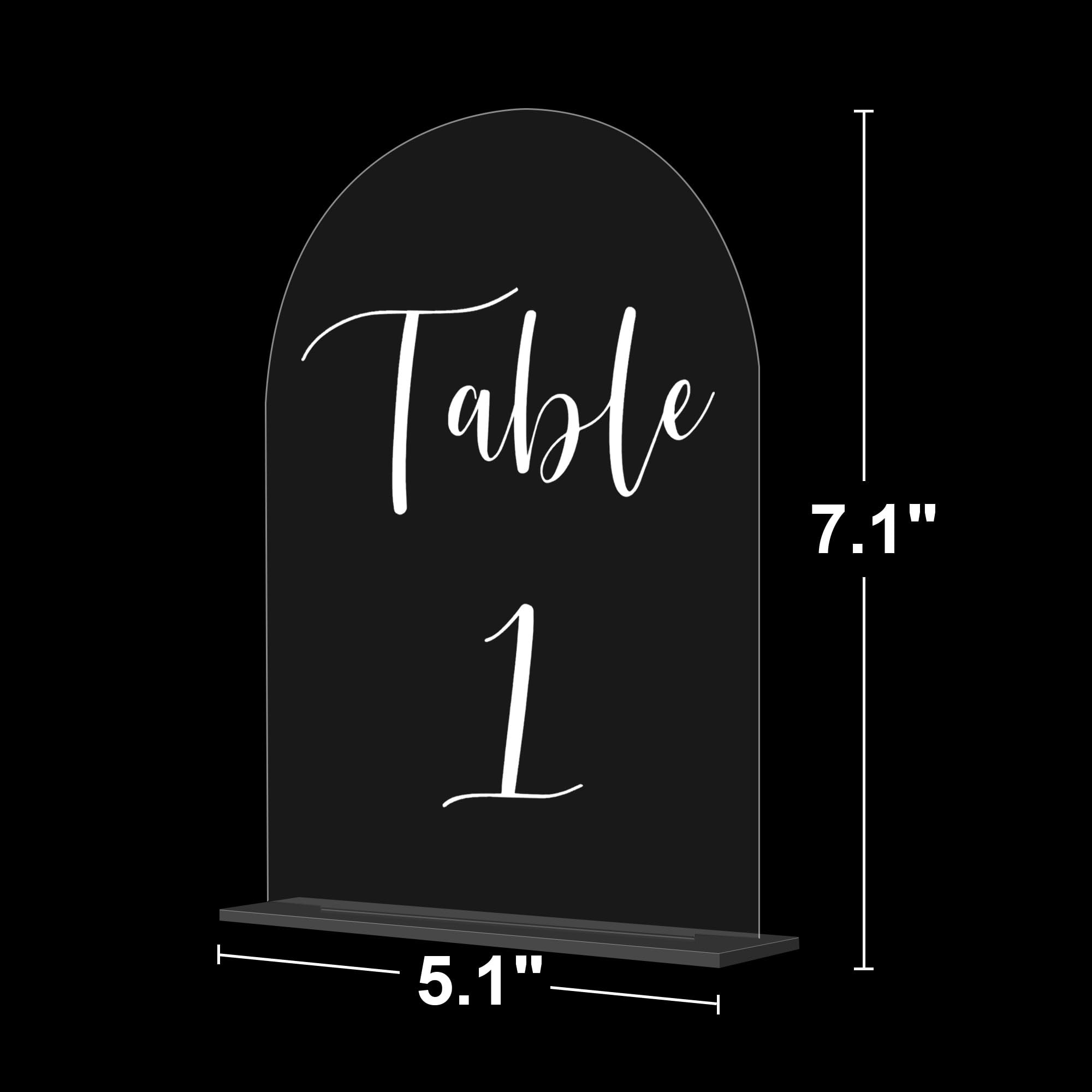 JOYIT Arch Wedding Table Numbers 1-40 with Stands – 5" X 7" Acrylic Table Signs with Clear Background White Text, Perfect Acrylic Table Numbers for Wedding Receptions, Parties, Anniversaries, and Events