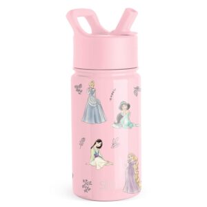 Simple Modern Disney Princesses Kids Water Bottle 2-Pack with Straw Lid | Reusable Insulated Stainless Steel & Plastic Cups for Girls and Boys, School | Summit Collection | Disney Princess Mix