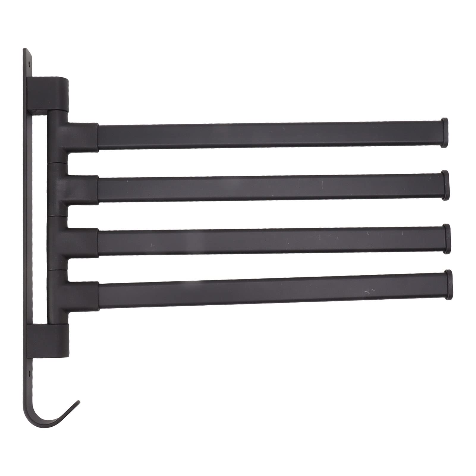 Towel Rack, Black Swivel Towel Aluminum Punch Rustproof Wall Mounted with Expansion Screw for Bedroom for Kitchen (4 Arms)