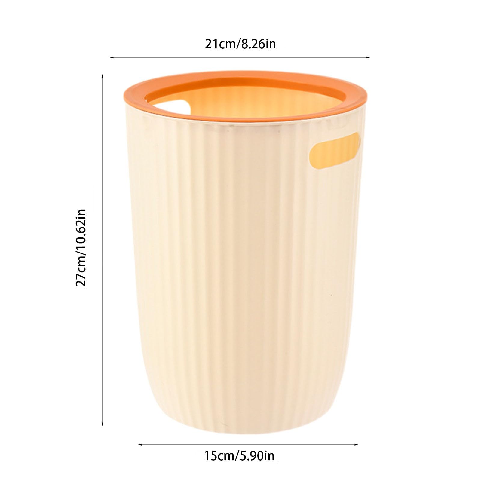 Wastebasket Large Capacity Household Pressure Ring Bathroom Toilet Living Room Kitchen Bedroom Office Waste Tissue Baskets for Under Desk Small Trash Can (Orange)