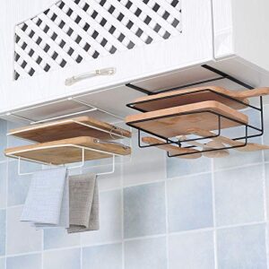 Modernnimalist Shelf,Double-Layer Kitchen Storage Rack Cutting Board Hanging Rack Towel Rack Cutting Board Rack Stainless Steel Hanging Storage Rack Rack/White